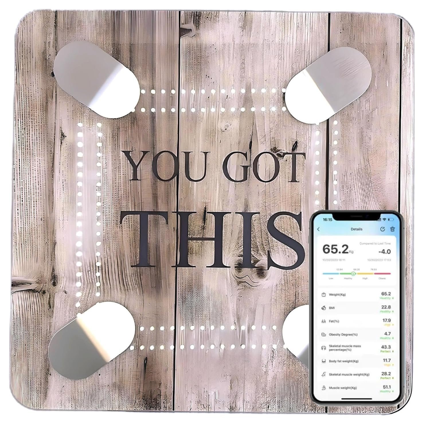 Body Basics Smart Scale – Digital Bathroom Scale with BMI & Body Fat Monitor, Health Analyzer, 400 lbs Capacity, Smartphone App Compatible (You Got This)