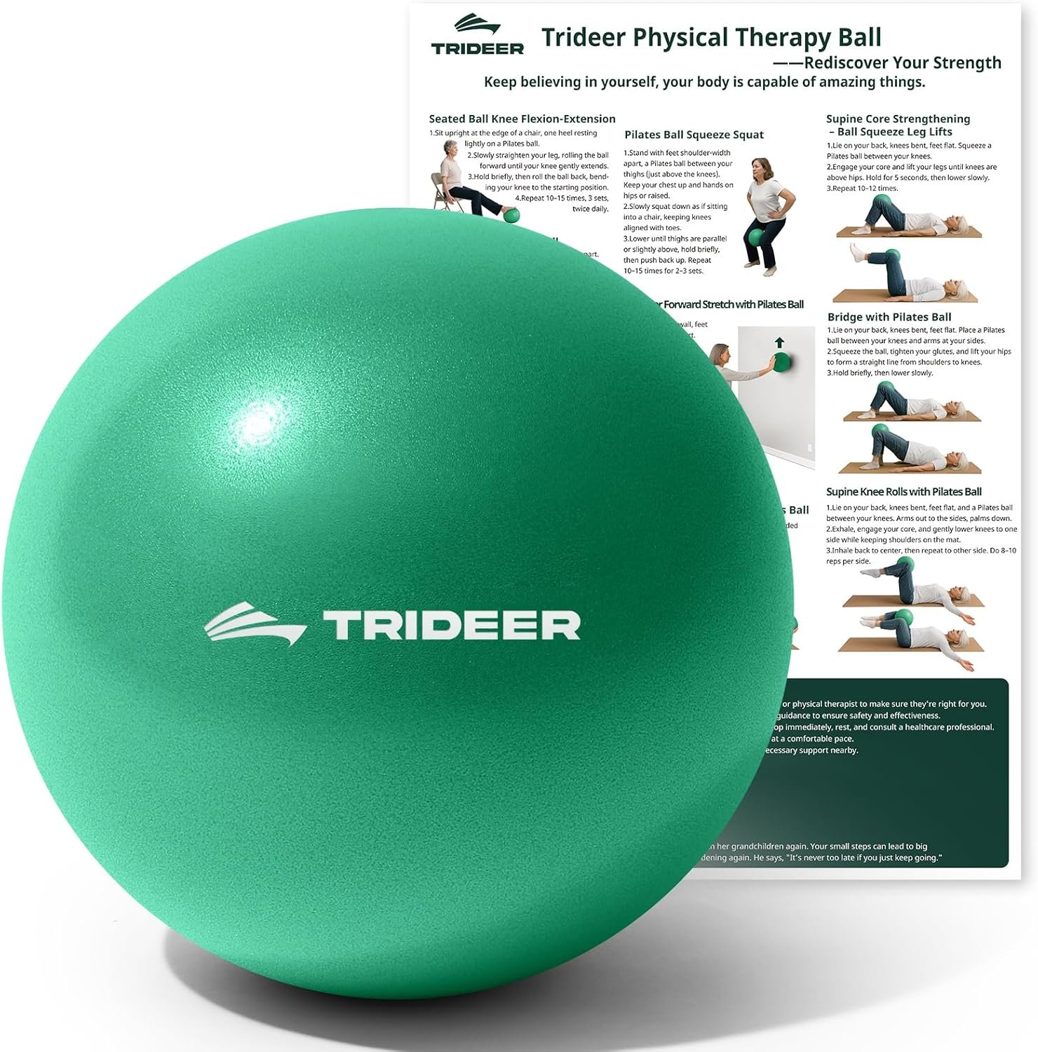 Trideer Exercise Balls Physical Therapy, 9 Inch Pilates Ball Between Knees for Physical Therapy, Mini Exercise Ball – Yoga Ball, Small Workout Balls for Core Strength and Back Support with Guide