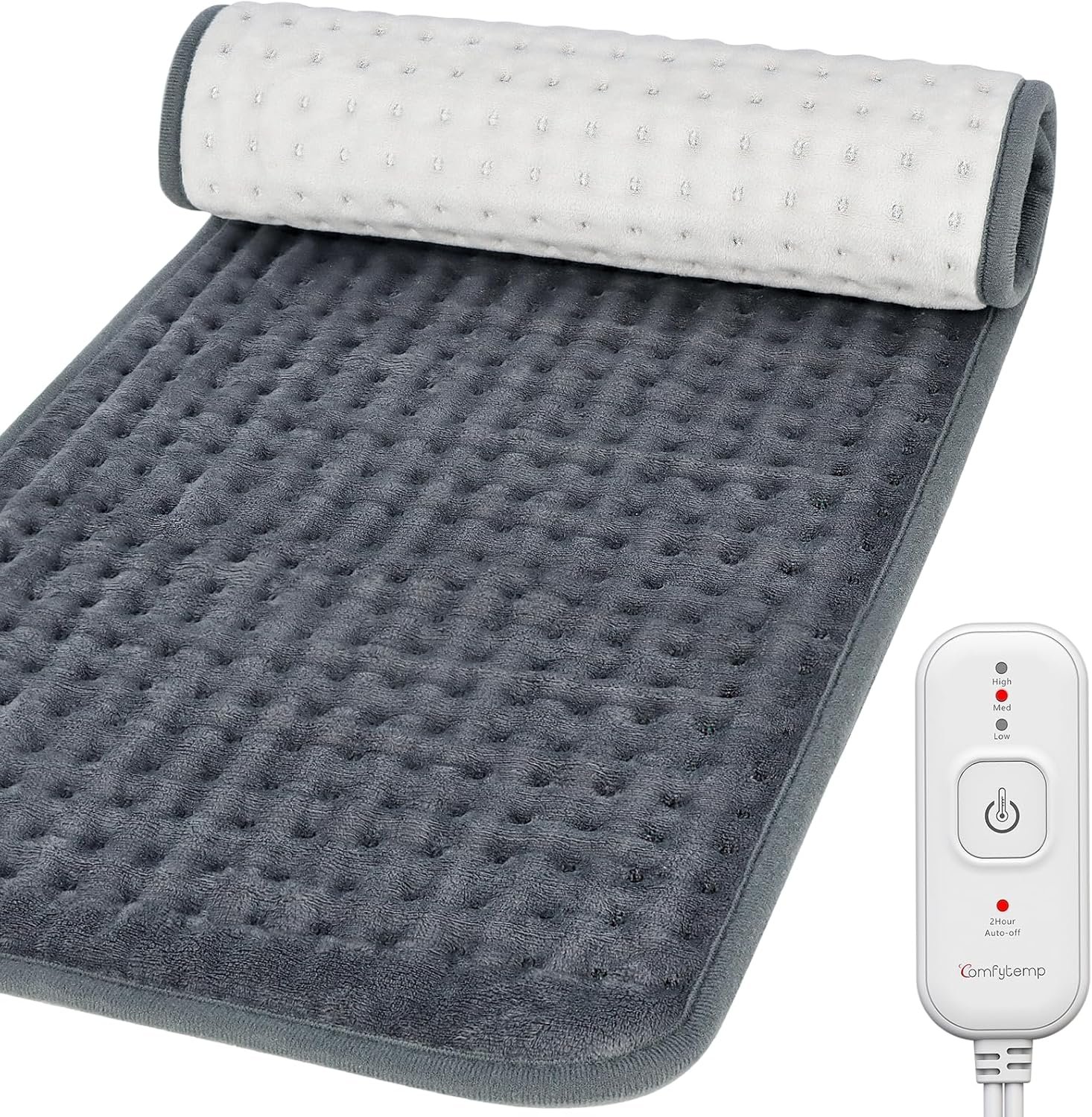 Comfytemp Heating Pad for Back & Period, FSA Eligible Electric Large Heat Pad, 2H Auto Off, Birthday Gifts for Women Men Mom Dad, HSA Approve Moist Neck Shoulder Legs Knee Heated Pad Washable, 12″x24″