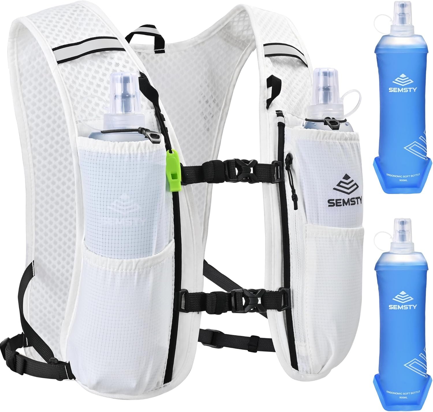 Running Vest for Women Men, 5L Hydration Vest with Dual 500ml Soft Flask, Lightweight Water Backpack, Adjustable Chest Straps Running Hydration Backpack for Running Cycling Hiking