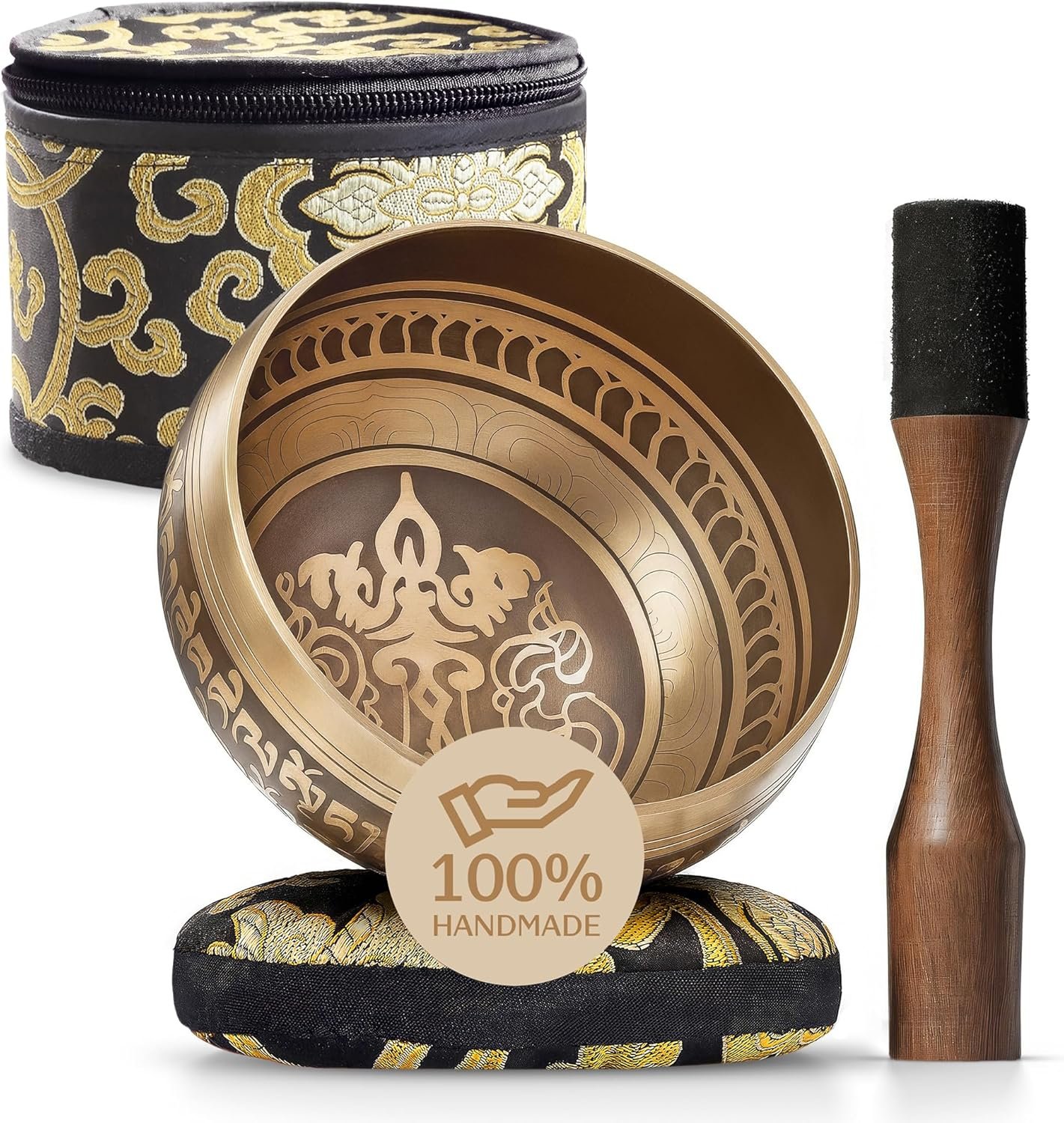 Silent Mind Tibetan Singing Bowl Set – Easy to Play & Beginner Friendly Meditation Bowl with Cushion, Mallet & Case | Stress Relief & Mindfulness | Gift-Ready
