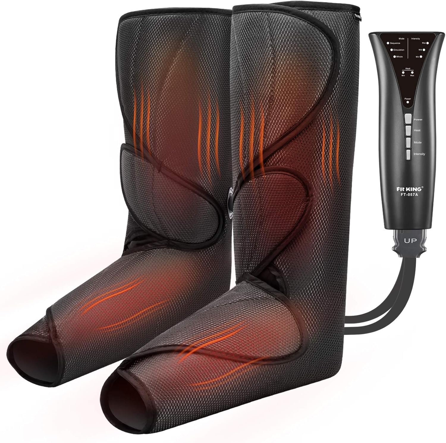 FIT KING Air Compression Leg and Foot Massager with Heat for Circulation and Pain Relief Helpful for Swollen Legs Edema RLS – Great Gift for Women Mom