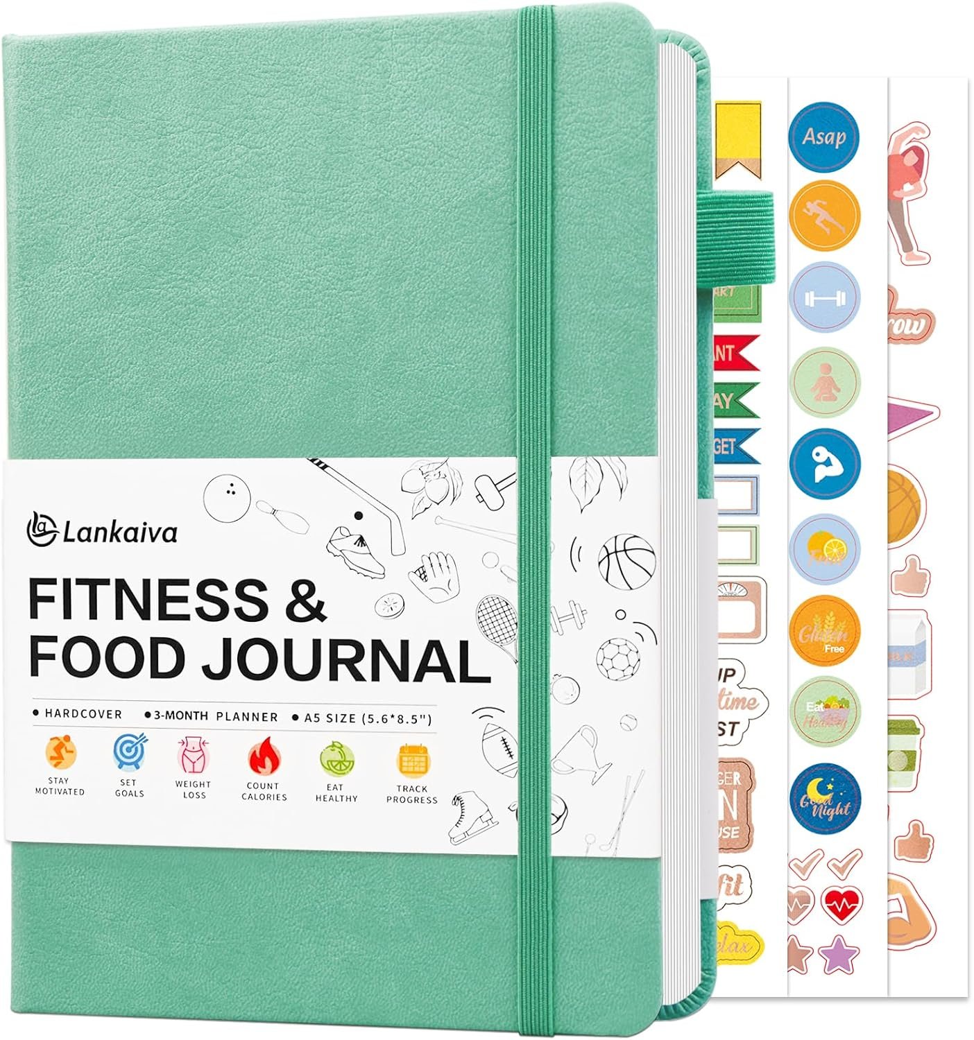 Food Journal & Workout Log Book: Daily Fitness Tracker & Food Diary with Calorie Counter | Exercise Planner Fitness Journal for Gym, Yoga, Weight Loss Goals | Workout Essentials for Women & Men, Green