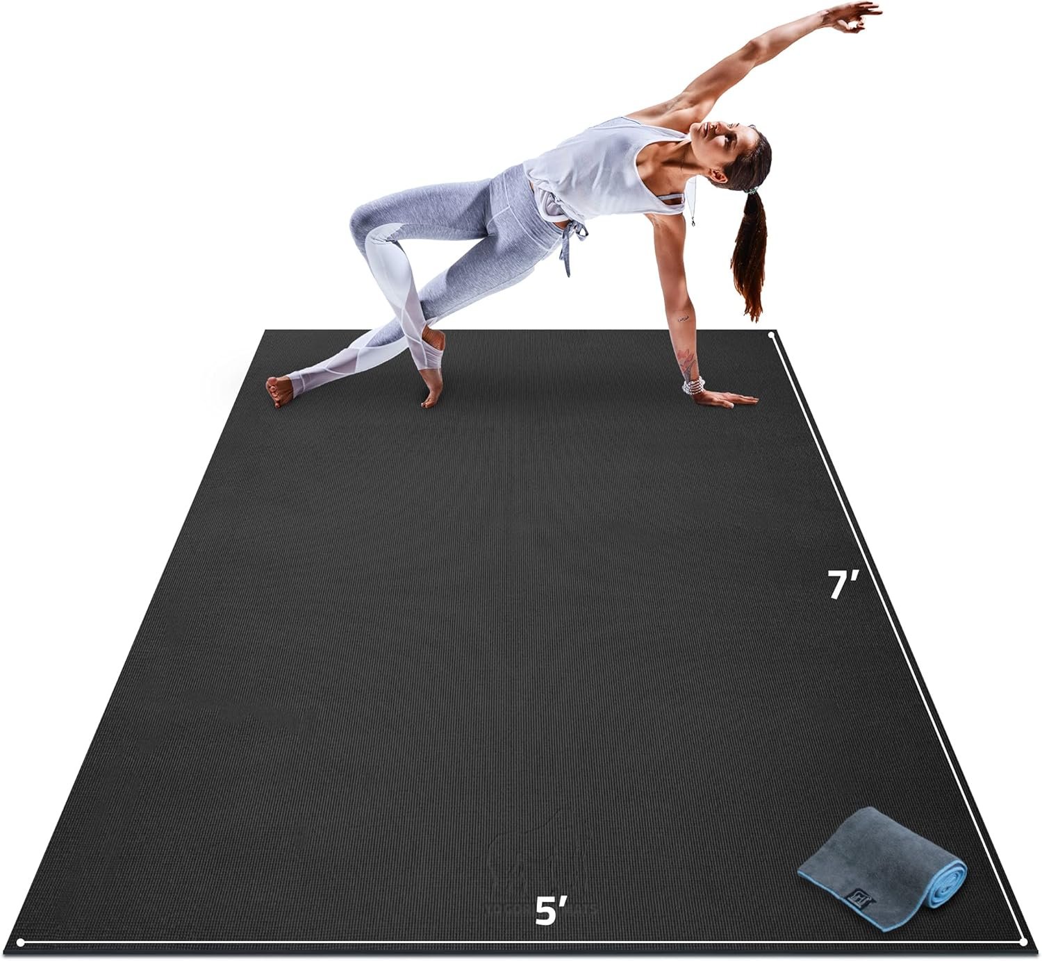 Gorilla Mats Large Yoga Mat – 6’x4′, 7’x5′ (8mm) Extra Thick & Wide Non-Slip Exercise Mat for Home Gym Flooring – Ultra Comfortable Workout Floor Mat for Barefoot Fitness, Anti Fatigue, Stretching