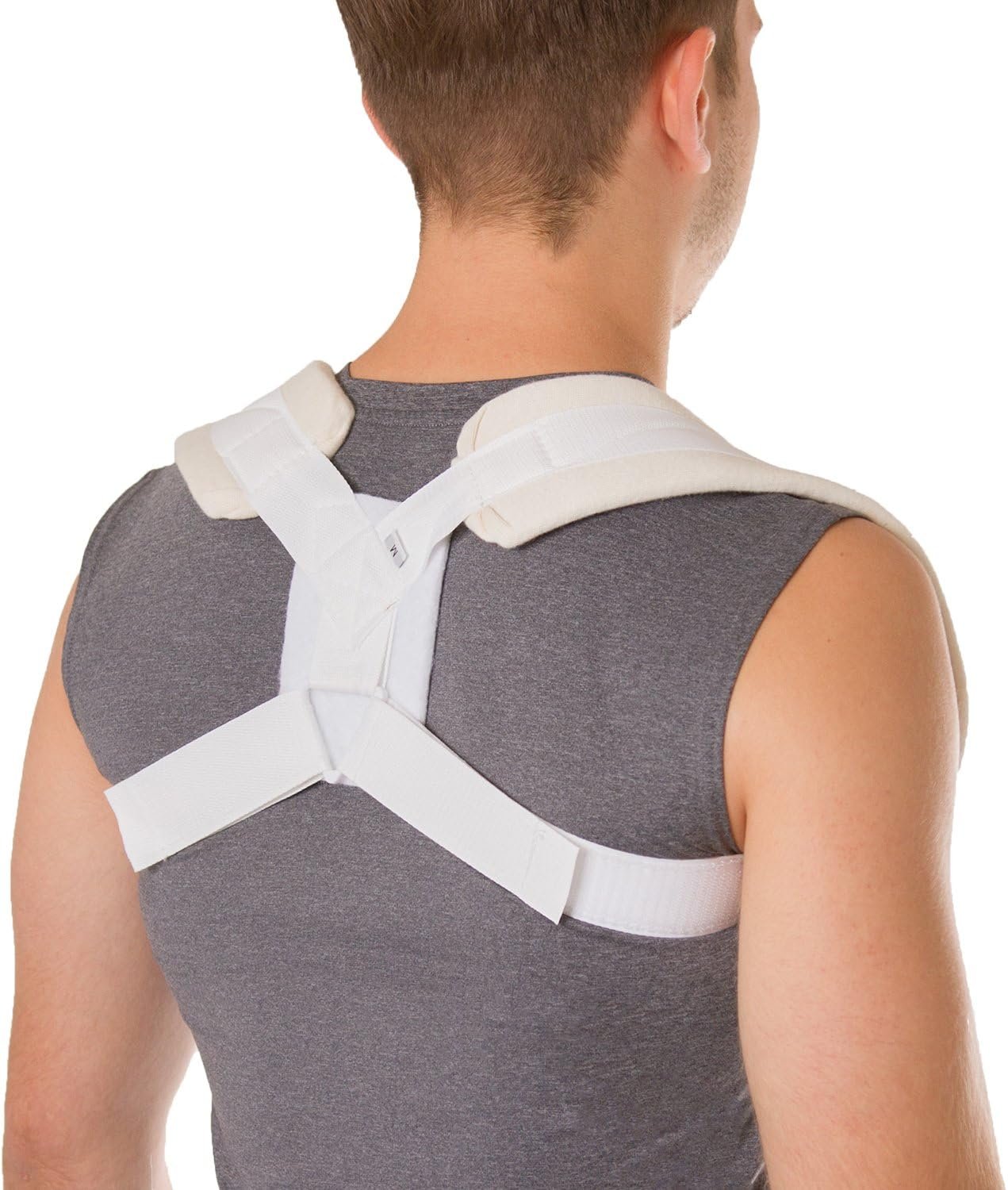 BraceAbility Clavicle Support Brace – XL Figure 8 Upper Back Brace Posture Corrector for Women and Men, Shoulder Straightener, Kyphosis Relief, Sling for Injuries and Fractures (Extra Large)