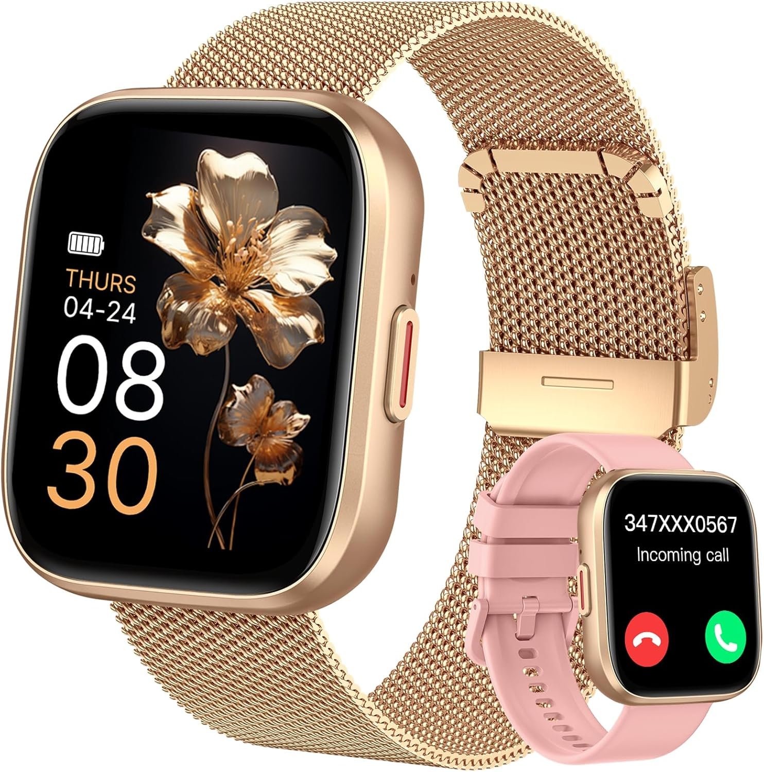 Smart Watches for Women, 1.91″ HD Fitness Tracker (Answer/Make Calls), IP68 Waterproof, 120+ Sport Modes with Heart Rate and Sleep Monitor, Fitness Watch for iPhone/Android