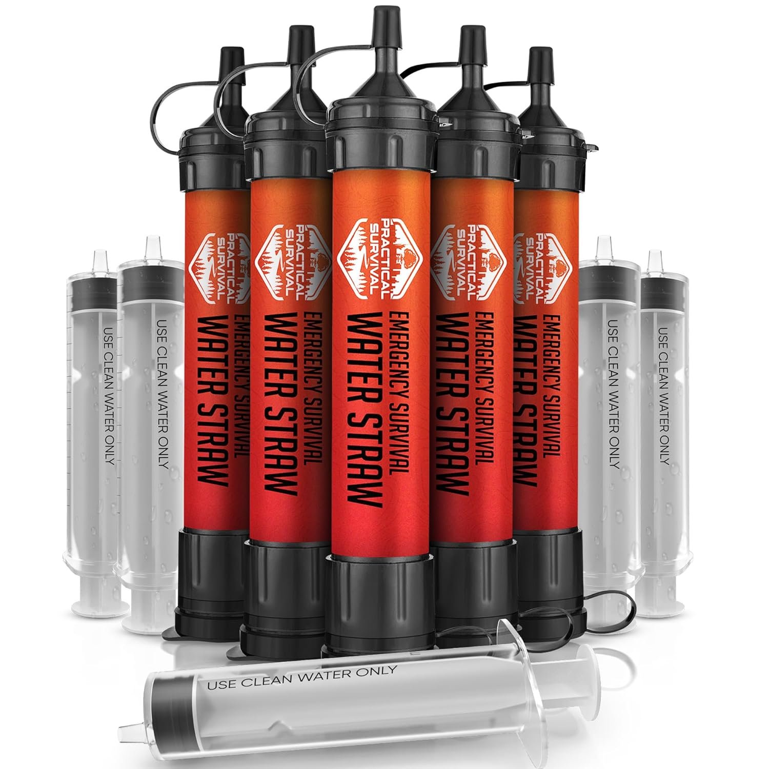 5 High-Capacity Emergency Water Straws – Lightweight, Reusable, 1800-gallon Filters for Camping, Hiking, Travel, Biking, Survival, and Emergency Preparedness – No Expiration Date – Practical Survival