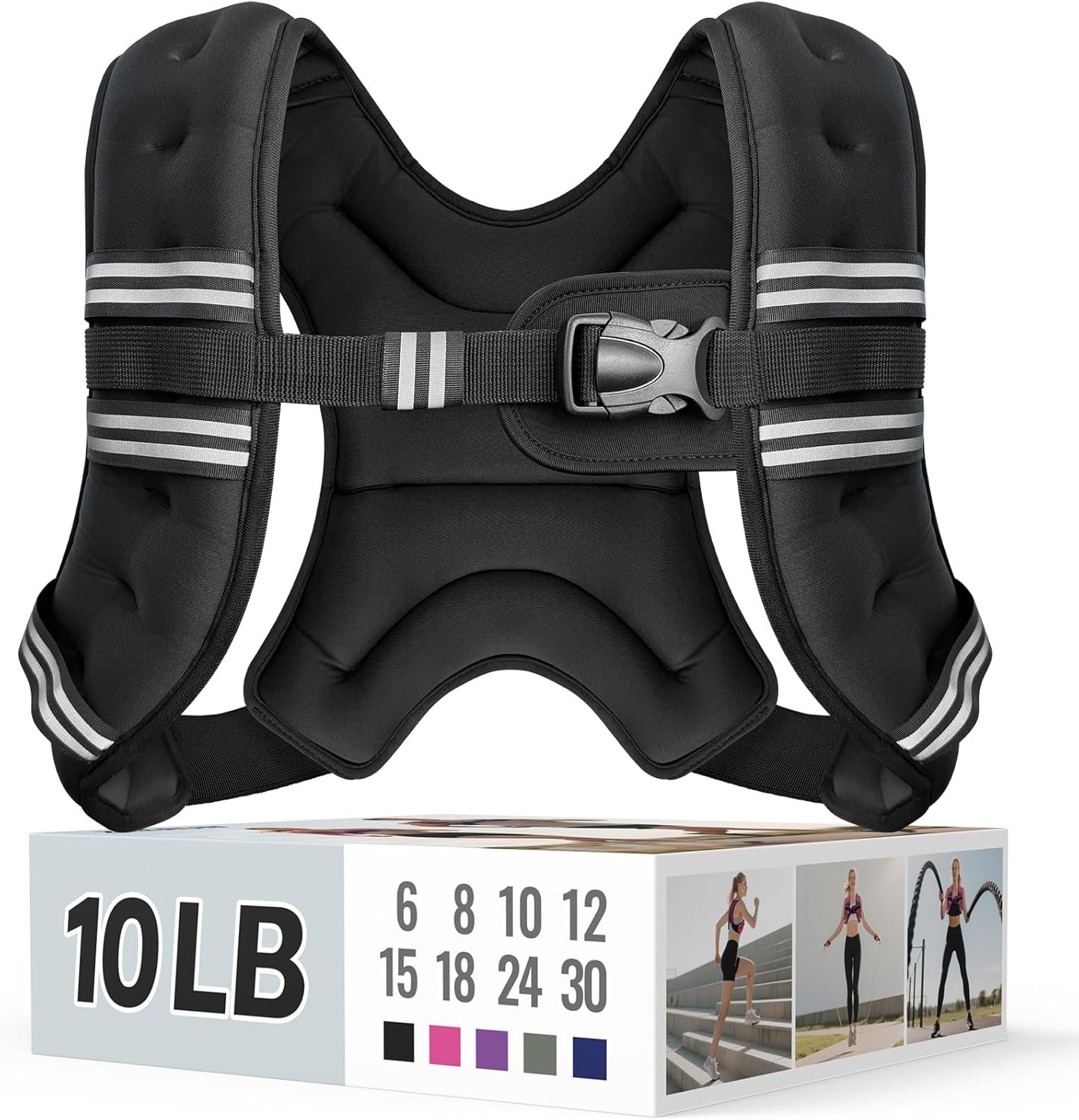 Zeerun Weighted Vest for Women & Men with Reflective Stripe and Adjustable Buckle, Comfortable & Durable Rucking Vest for Walking, Running & Strength Training