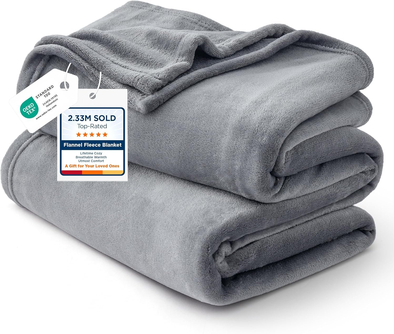 Bedsure GentleSoft Fleece Bed Blankets Queen Size Grey – Soft Warm Spring Blanket Lightweight Cozy Anti-Static Microfiber, Room Home Decor Gifts for Women and Men, 90×90 inches