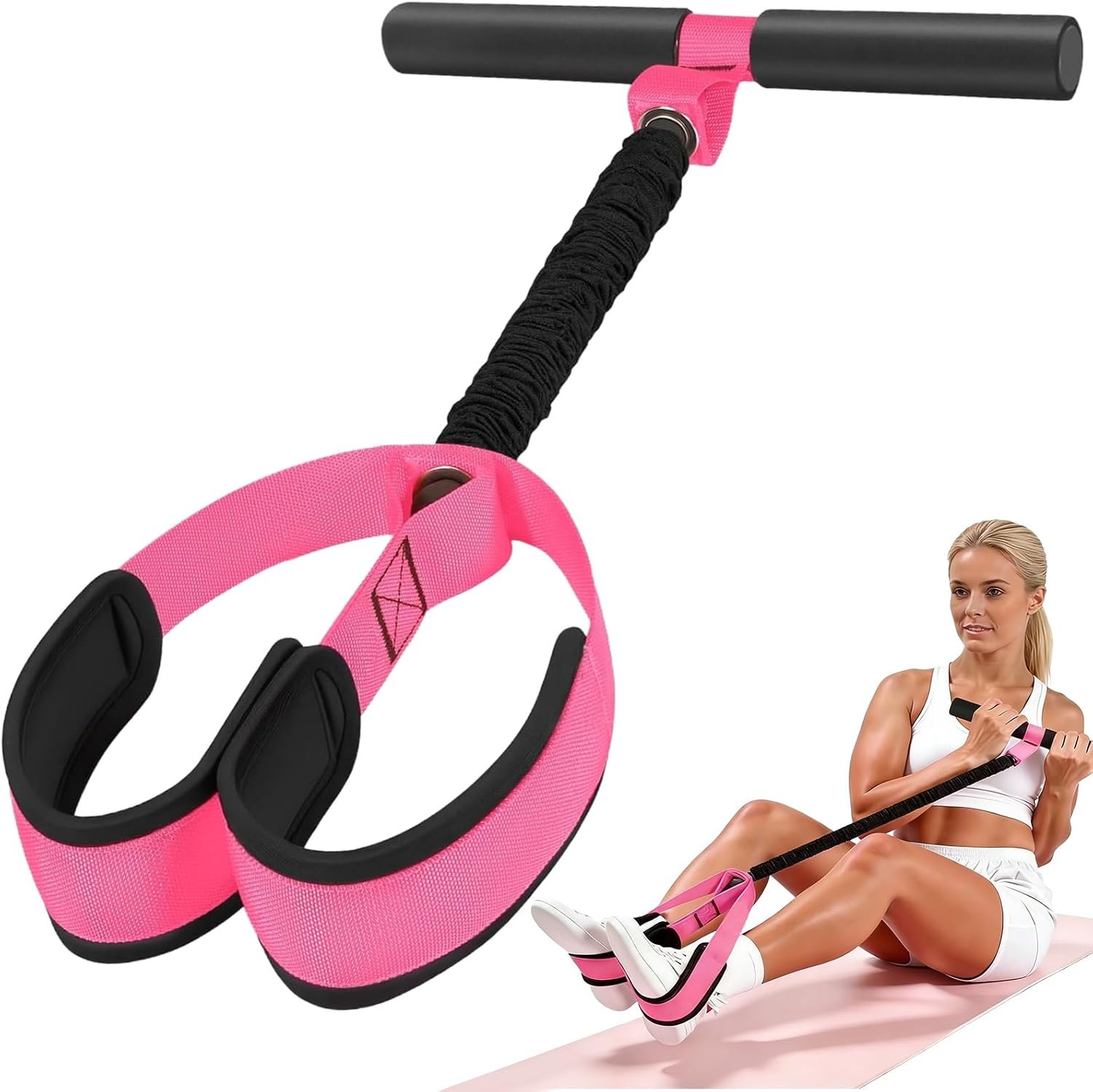Upgraded Pedal Resistance Band with Handle, Thickened Latex Tubes and Soft Foam Fabric Foot Pedal, Abdomen, Waist,Core/ABS, Arm, Leg,Arms Equipment Gift for Women,Physical Therapy