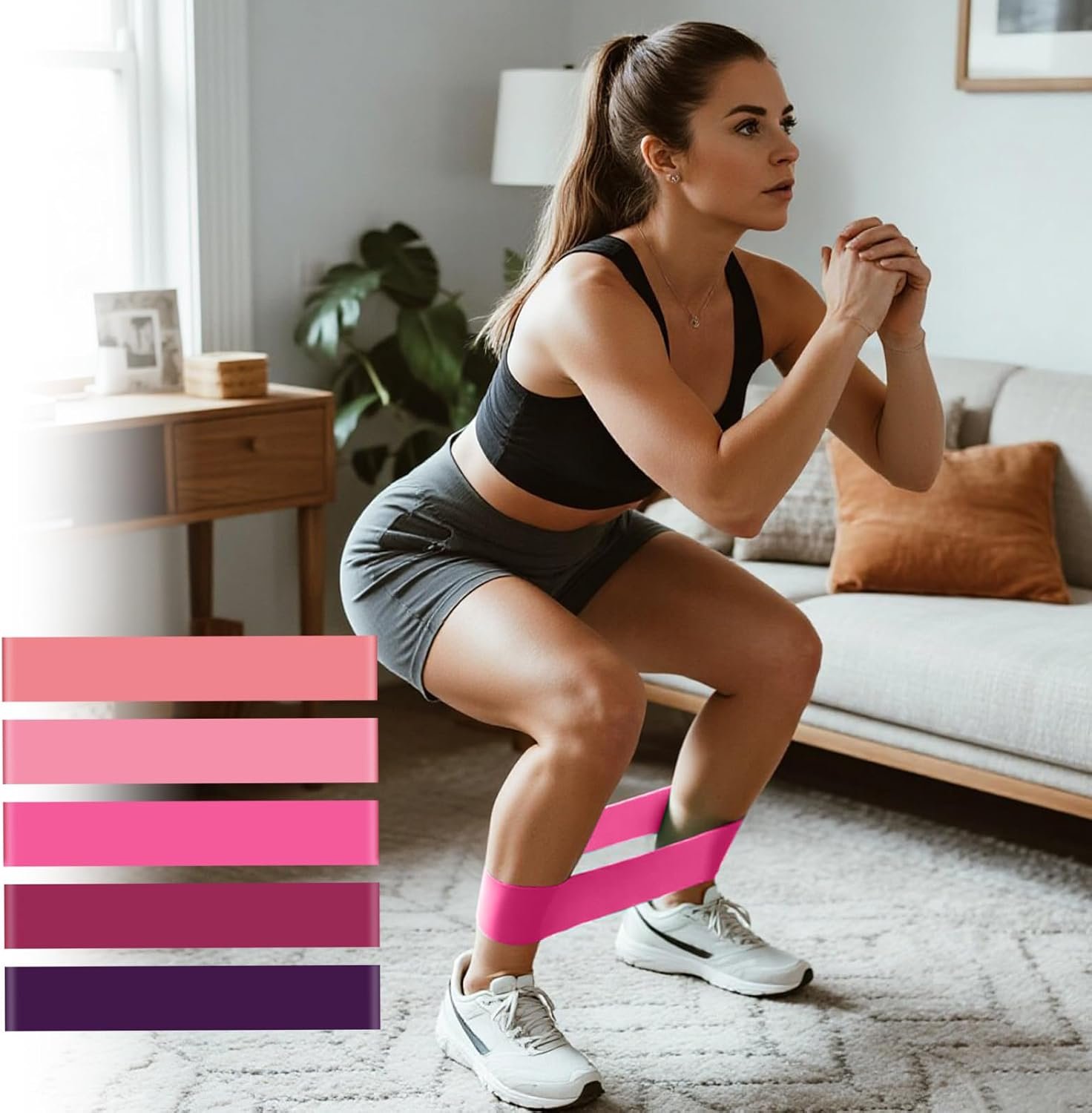5Pcs Resistance Bands Set for Women and Men Workout Loops Fitness Bands for Home Gym Yoga Pilates Training Portable Exercise Set