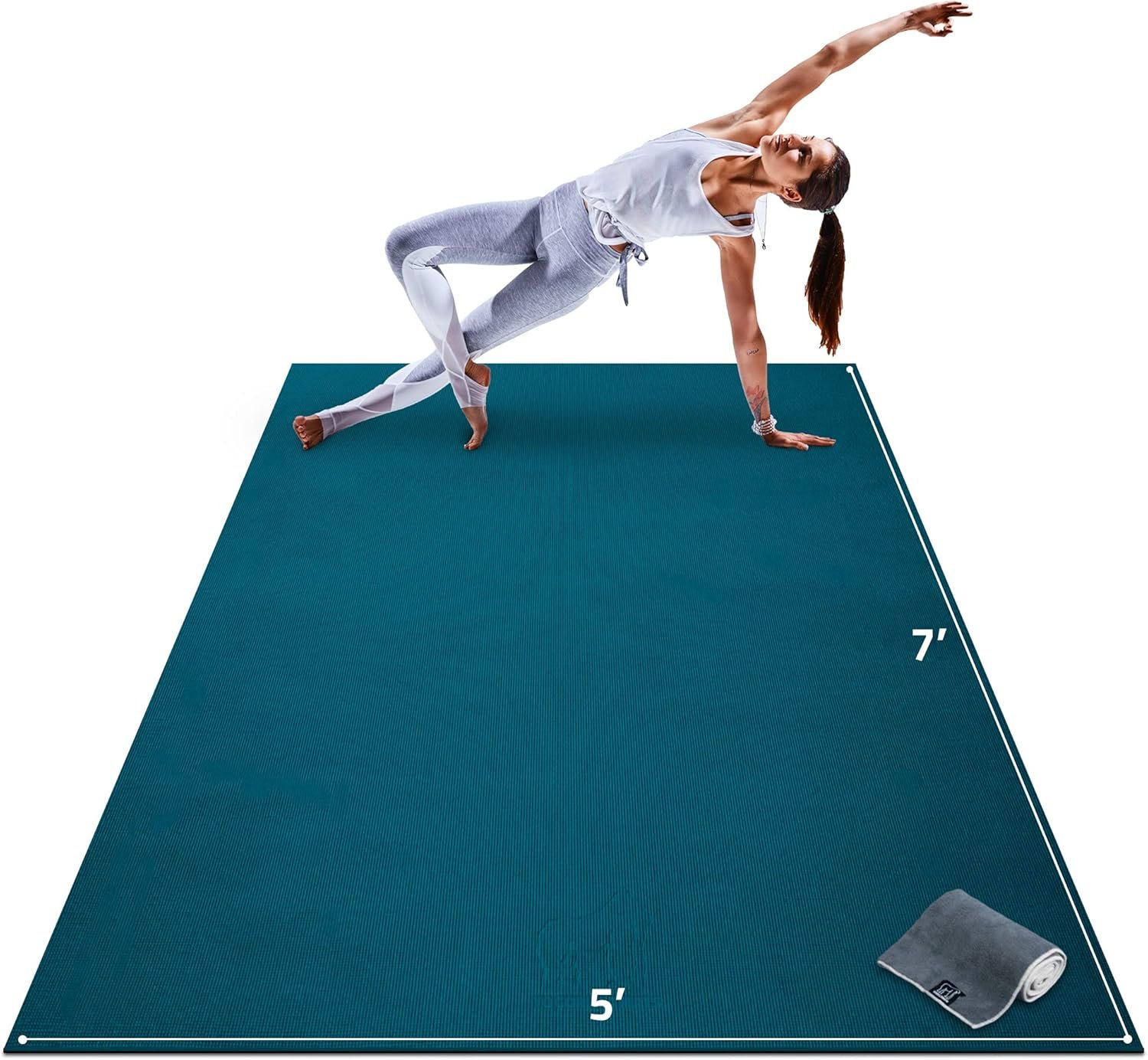 Gorilla Mats Large Yoga Mat – 6’x4′, 7’x5′ (8mm) Extra Thick & Wide Non-Slip Exercise Mat for Home Gym Flooring – Ultra Comfortable Workout Floor Mat for Barefoot Fitness, Anti Fatigue, Stretching