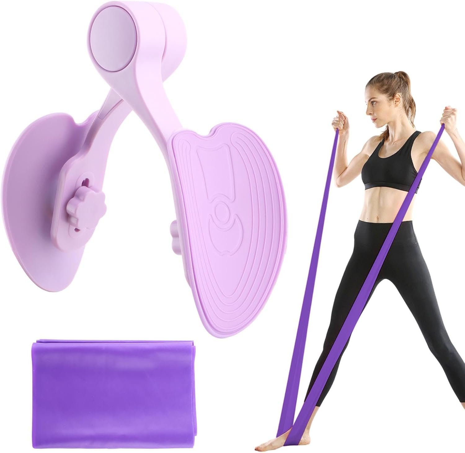 Pelvic Floor Muscle Trainer with Resistance Band, Hip & Pelvic Trainer Kegel Exerciser,Adjustable Inner Thigh Trainers Exercise Workout Equipment for Muscle Strengthening & Toning